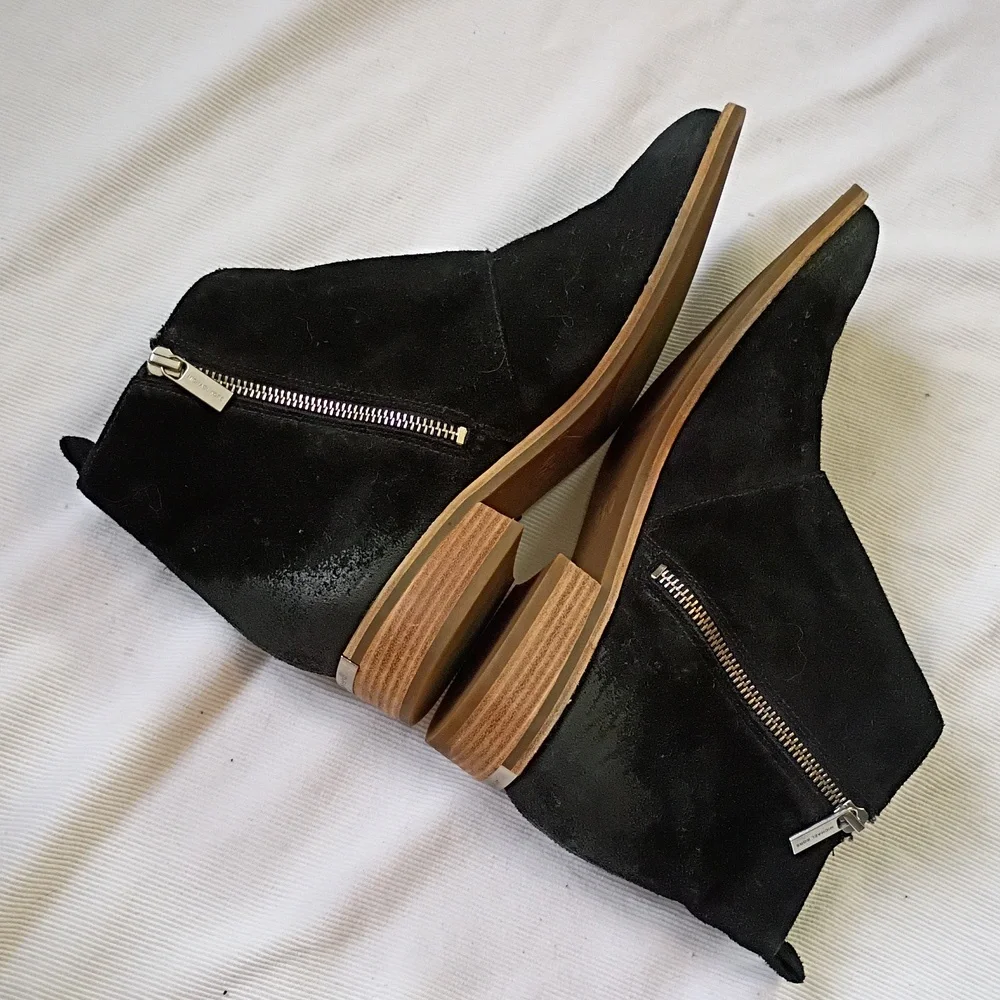 Michael Kors Black Suede Ankle Boots With Monk Flap Detail